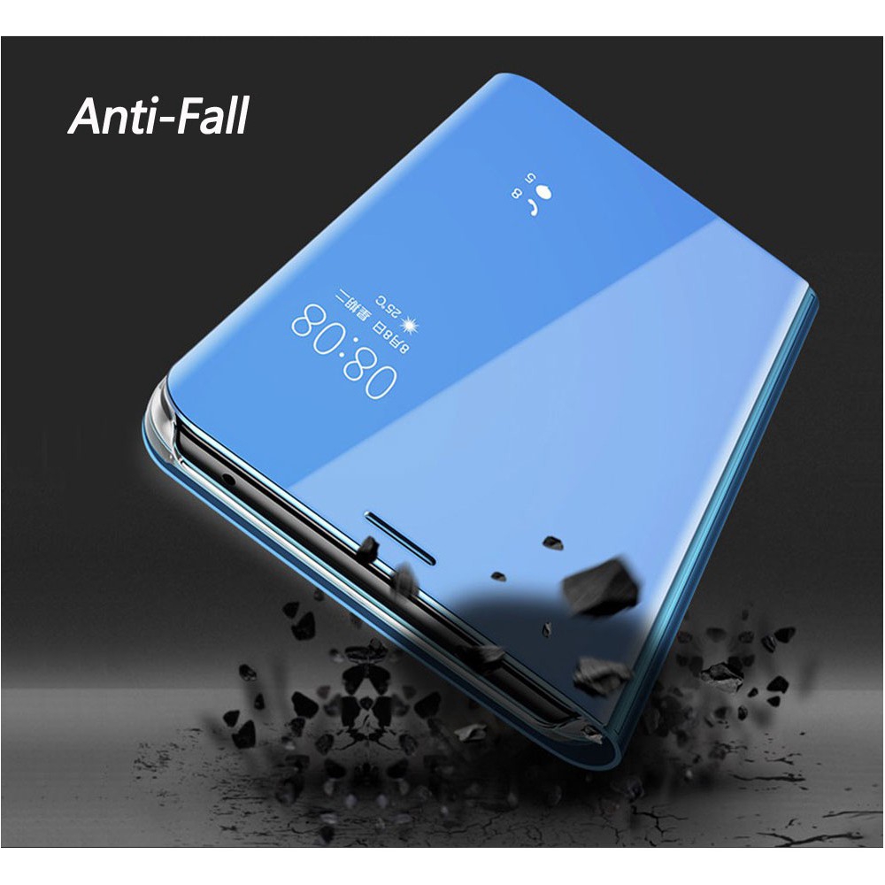 OPPO F11 Pro F9 F7 F5 A83 A7 Case Clear View Electroplate Mirror Flip Stand Clear View Smart Mirror Flip Phone Case