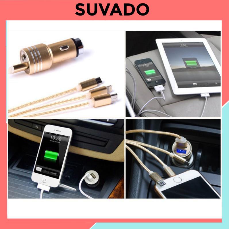 Tẩu sạc ô tô sạc nhanh gồm 2 cổng usb dùng trong xe hơi bằng hợp kim nhôm mẫu 1