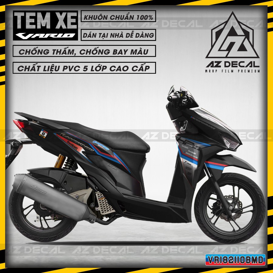 Tem Dán Xe Honda Vario 150 Mẫu BM | VR182110BM | Chất Liệu Decal PVC Cắt Khuôn Sẵn, Chống Thấm Nước
