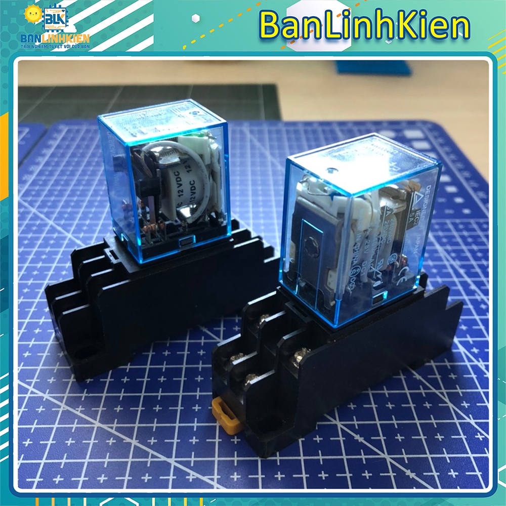 Relay trung gian omron 8 chân 12V/ 24V/ 220V/ Đế Relay