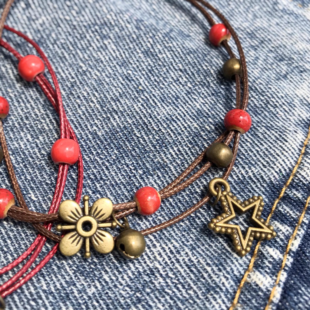 [Mã FARSSTGRE giảm 5K đơn bất kỳ] Vòng chân hạt gốm handmade lắc chân hạt gốm có chuông - Mã VC005 | BigBuy360 - bigbuy360.vn