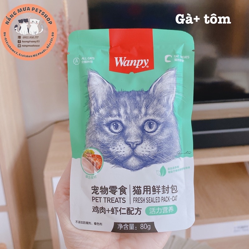 Pate WANPY cho mèo gói 80g 7 vị