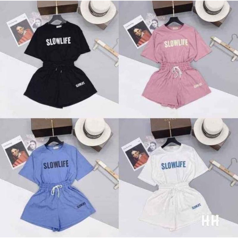 Bộ cotton thun QC mềm mát, quần đùi xoè giả váy