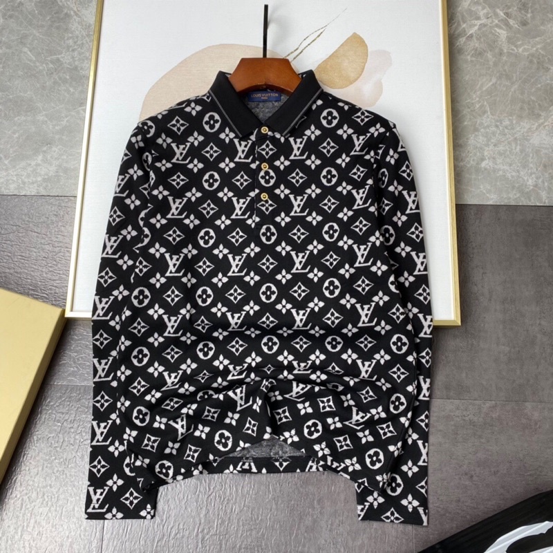Áo len nam mỏng dài tay chất liệu mềm mại thương hiệu Louis Vuitton LV 2021 cao cấp cổ sơ mi