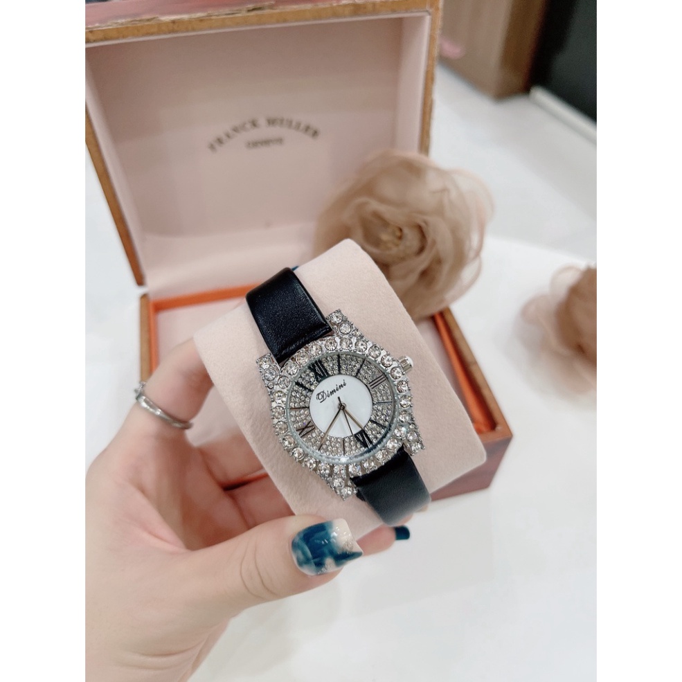 Đồng hồ DIMINI dây da mềm thiết kế đính đá kim cương nhân tạo sang trọng đeo cực sáng tay và nổi bật hình ảnh video tựụp | BigBuy360 - bigbuy360.vn