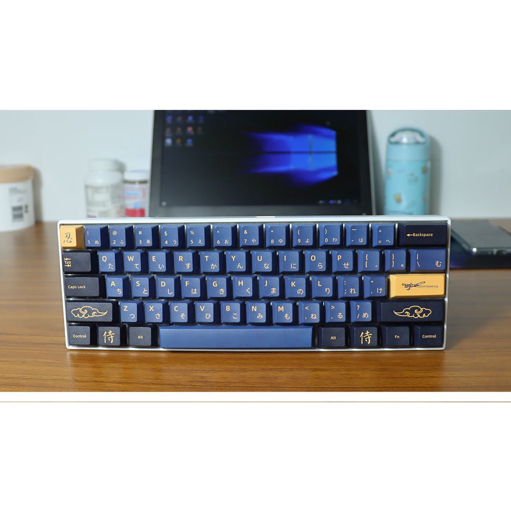 Keycaps PBT - Blue Samurai - Cherry Profile - 139 Nút Dành Cho Phím Cơ