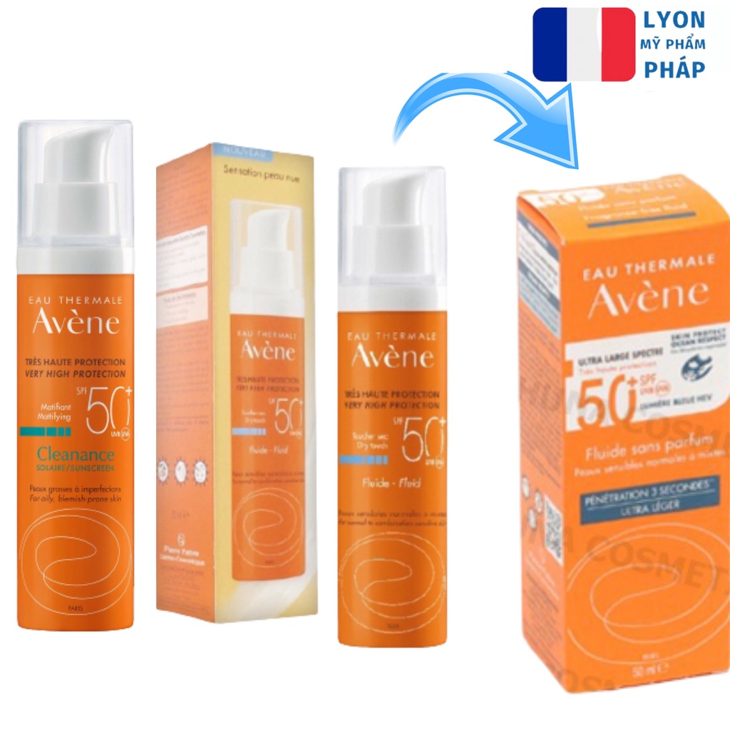 (AUTH- PHÁP) Kem chống nắng Avene Cleanance SPF50+ 50ml Cho Da Nhờn Mụn mẫu mới