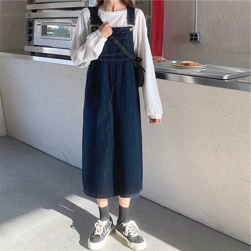 Đầm IELGY denim hai dây thời trang nhỏ nhắn dành cho nữ