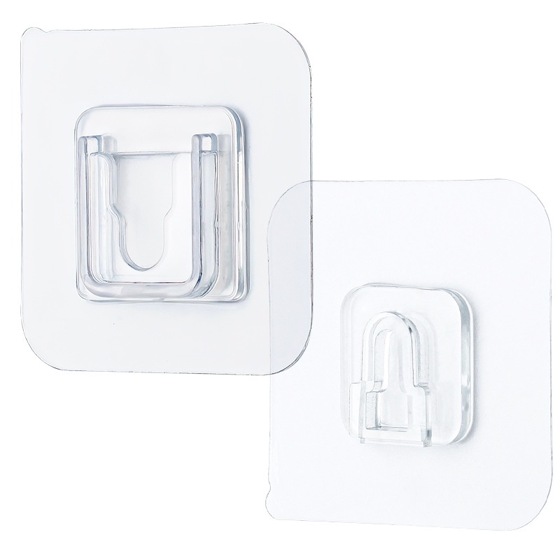 Set 10 / 20 Móc Treo Đồ Dán Tường Bằng Nhựa Trong Suốt Thiết Kế Hai Mặt Tiện Lợi