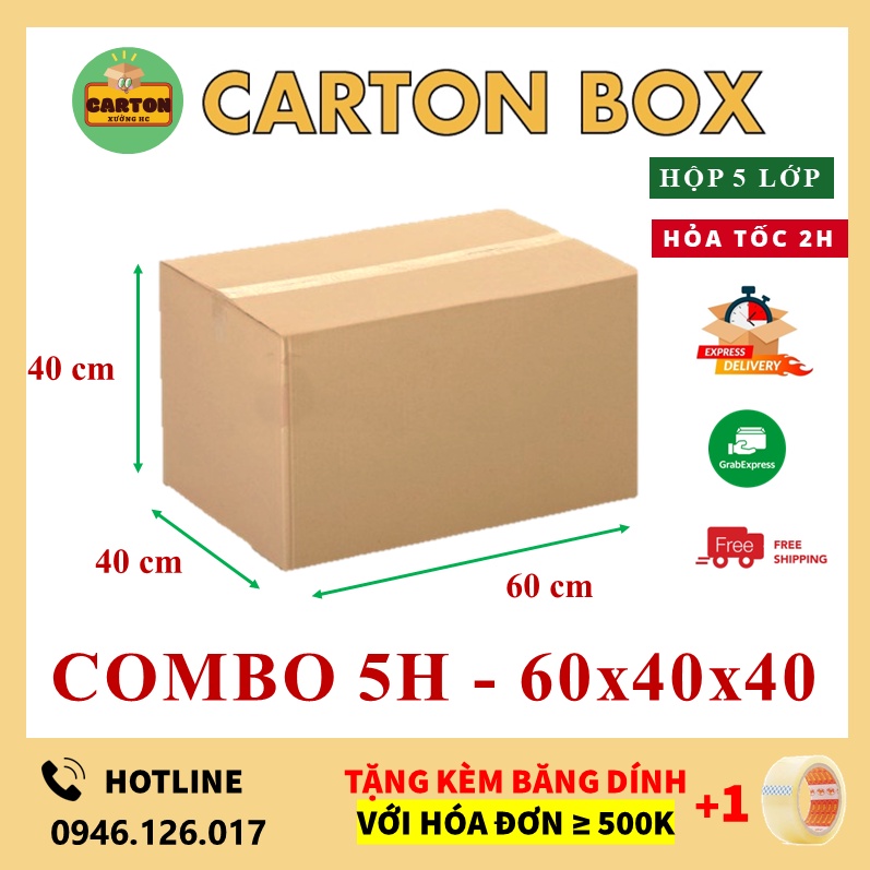 [SỈ/LẺ] (60x40x40) (5 lớp) COMBO 5 Hộp Carton Giá Rẻ, Thùng Carton Đóng Hàng chỉ từ 599đ/h