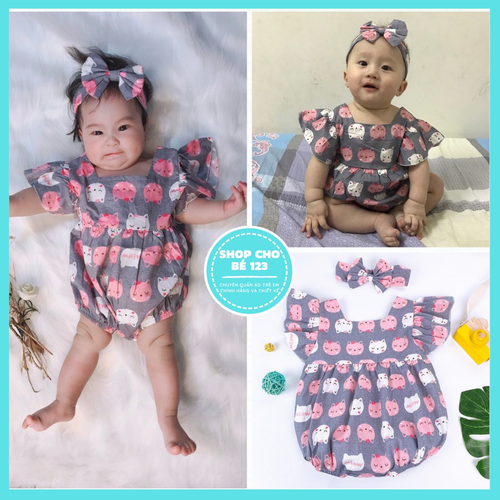 🍭 𝐁𝐎𝐃𝐘 mèo kèm băng đô cho bé (4-12kg)
