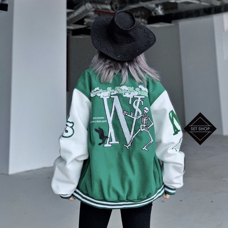 Áo khoác Varsity thêu chất liệu dạ ép form unisex