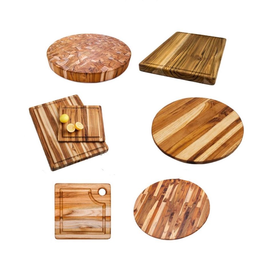 Hot Thớt gỗ teak hình tròn có rãnh R- 39 cm giá rẻ - Wood Cutting Boards Hàng Xuất Khẩu Châu Âu