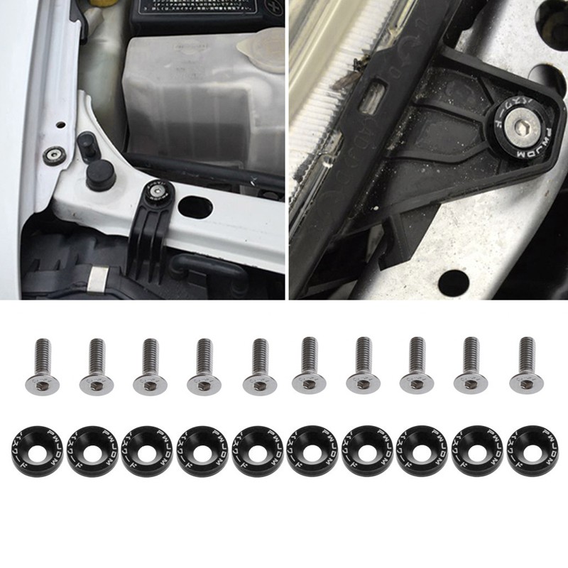 Set 10 ốc vít vòng đệm 6mm bằng nhôm cho Honda Civic Integra