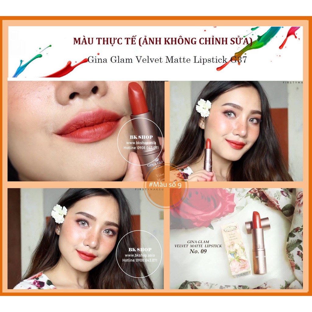 (Auth Thái) Son thỏi Gina Glam Velvet Matte Lipstick (G37)