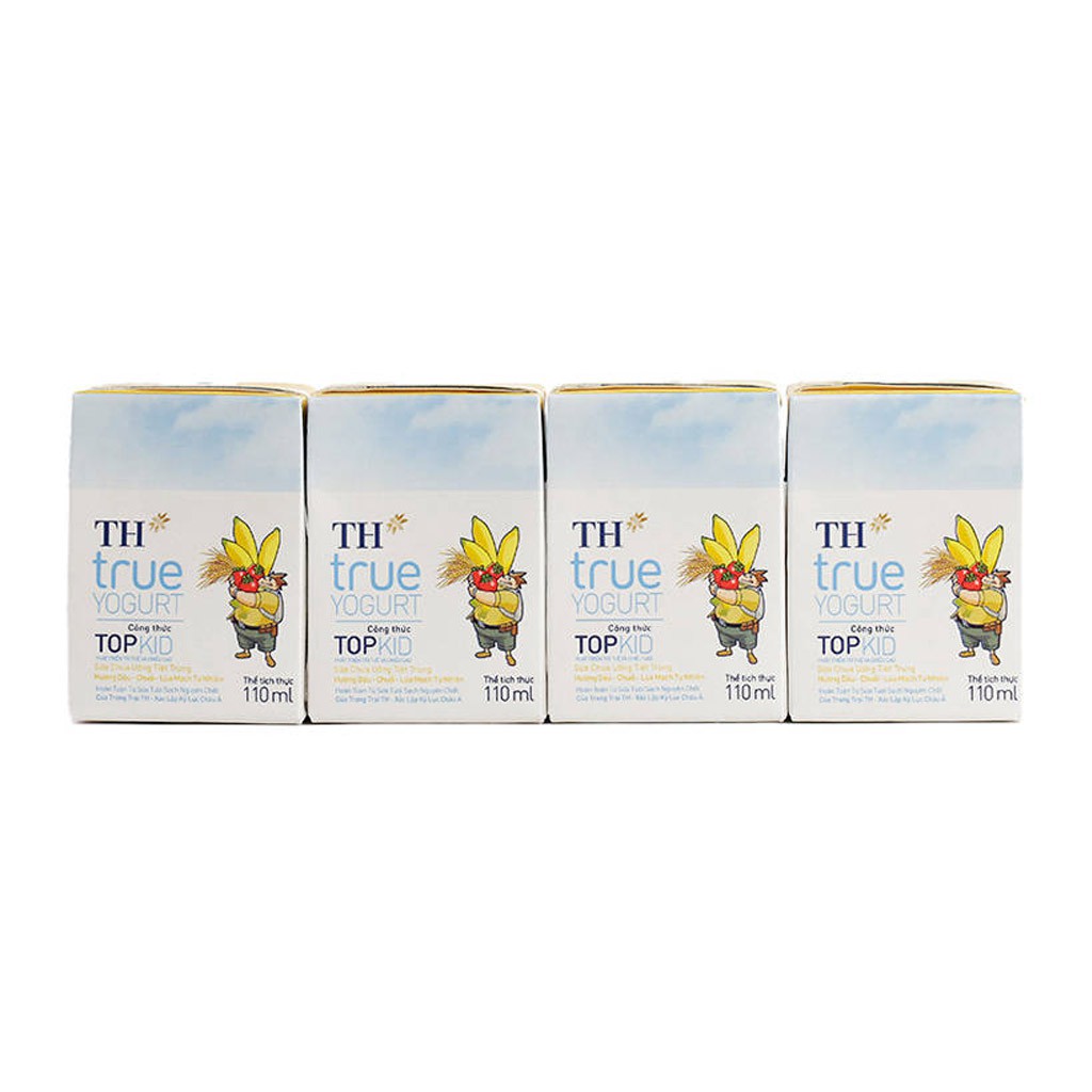 [CHÍNH HÃNG] Sữa Chua Uống Tiệt Trùng TH True Yogurt TopKid Hương Dâu - Chuối - Lúa Mạch Tự Nhiên Thùng 48 Hộp x 110ml