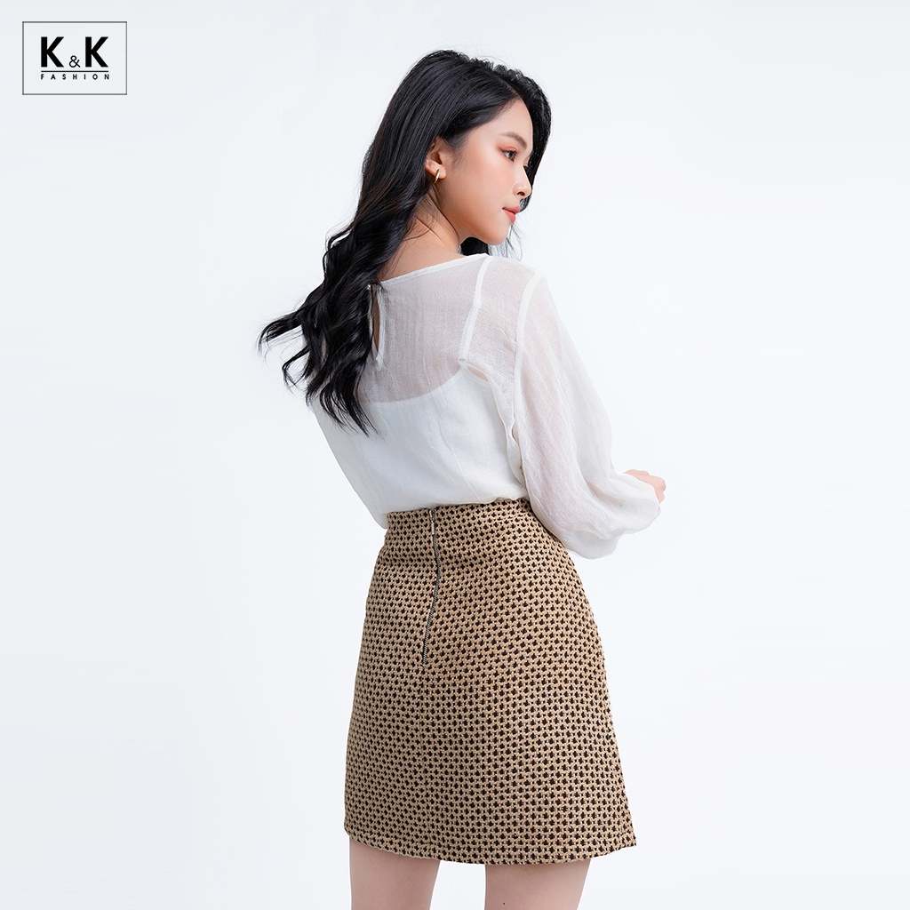 Áo Blouse Kiểu Cổ Tròn Tay Dài K&amp;K Fashion ASM08-08 Chất Liệu Organza