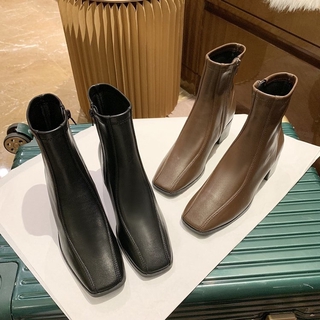Giày bốt cao gót mũi vuông phong cách hàn quốc thời trang cho nữ