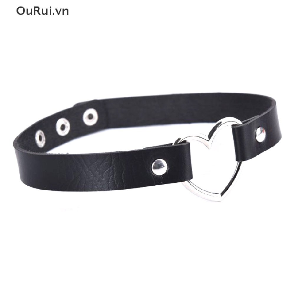 Vòng cổ choker da PU mặt trái tim thời trang cho nữ