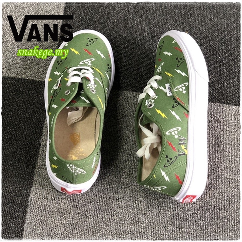 Giày Vải Canvas 100% 0riginal Vans X Vivienne Westwood Màu Xanh Lá Thoáng Khí Thời Trang Mùa Hè Cho Nam Và Nữ