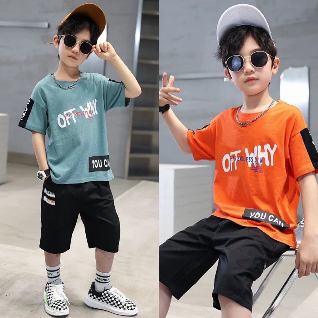 Sét Bộ quần áo  trẻ em dành cho bé trai 18-45kg mẫu OFF WHY. thiết kế đẹp. đường may kỹ. MA32.