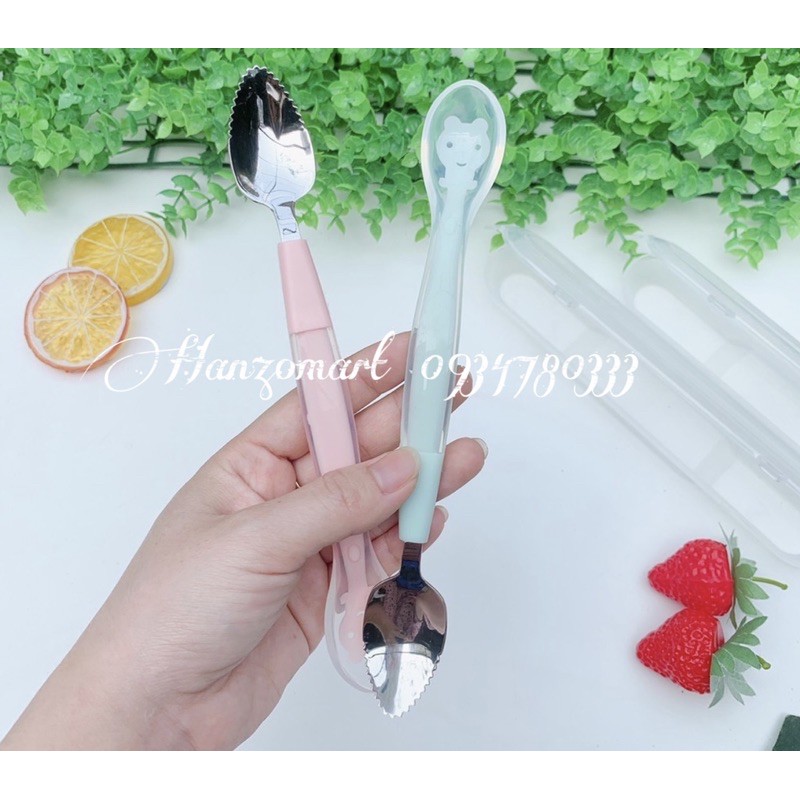Thìa nạo trái cây 2 đầu silicon &amp; thép