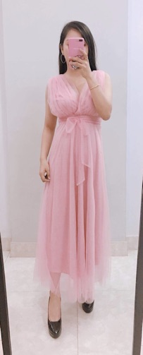 Đầm voan maxi thắt nơ eo
