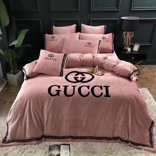 BỘ GA GỐI NỈ NHUNG THƯƠNG HIỆU HỌA TIẾT GUCCI