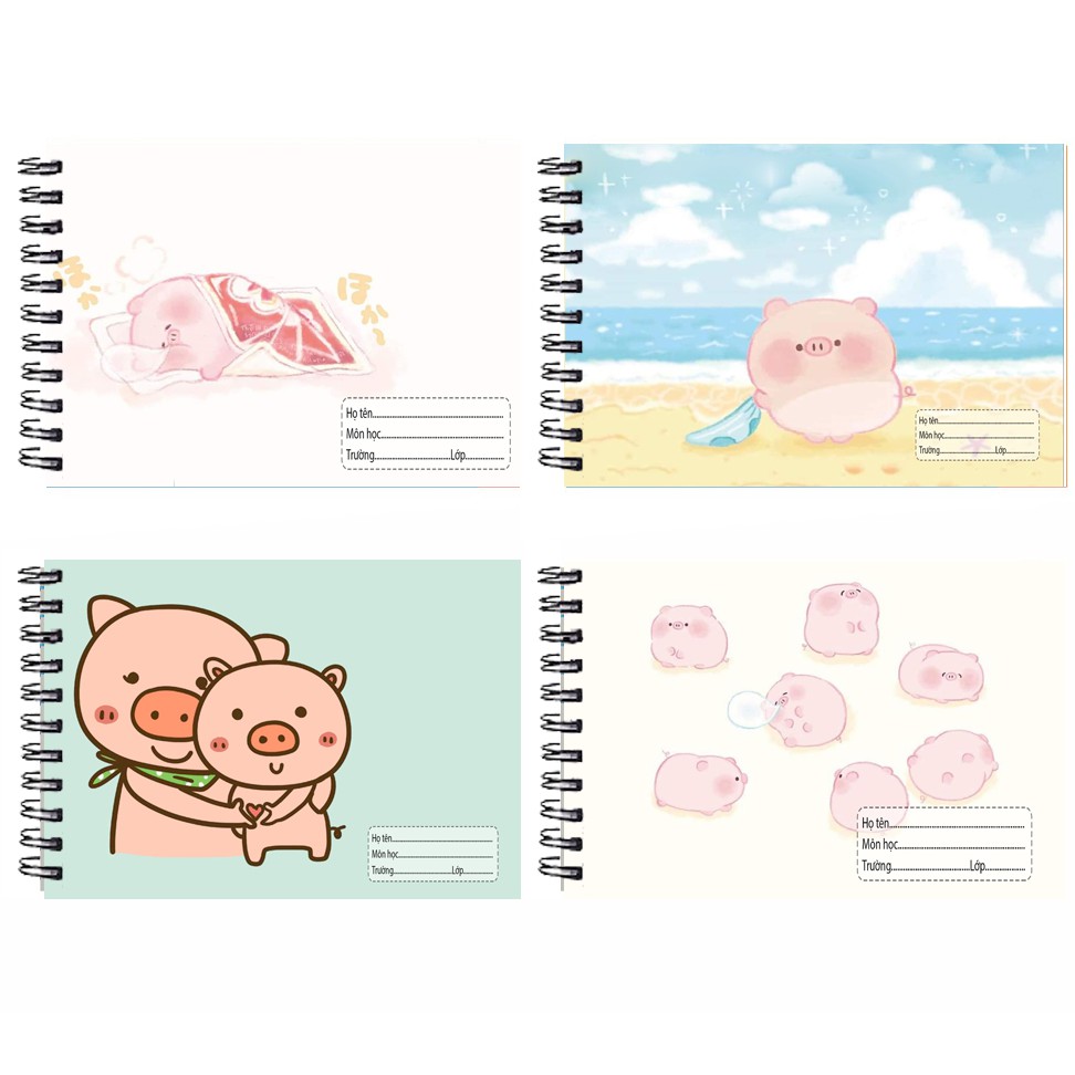 Vở vẽ heo hồng lò xo A4 VV4I13 20 tờ pusheen khủng long doremon hamster kero rilakkuma hoạt hình dễ thương