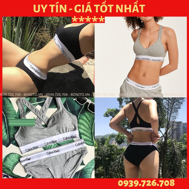 Bộ đồ lót CK ko gọng❤️FREESHIP❤️ Bộ đồ lót.CK cotton chéo lưng không mút - có khe nhét tặng thêm mút mỏng MÀU đen - xám | BigBuy360 - bigbuy360.vn