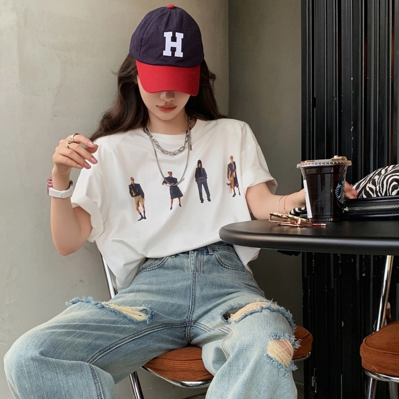 NRVP Áo thun cotton tay ngắn cổ tròn màu trơn thời trang dành cho nữ