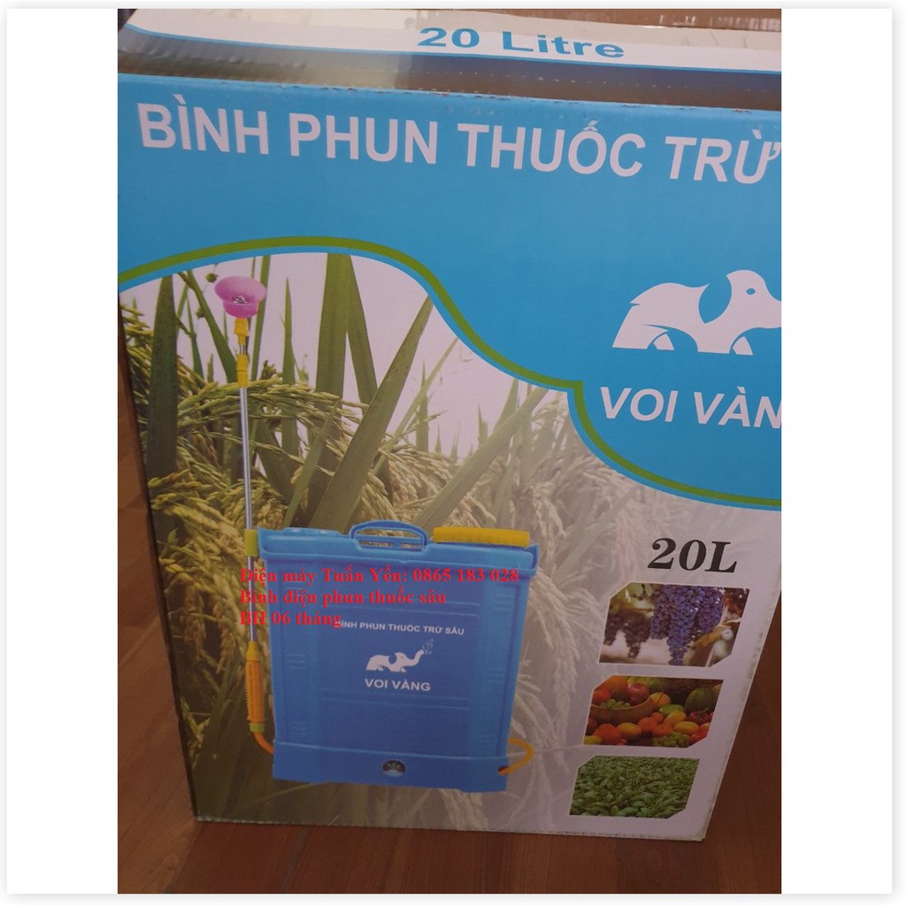 Bình Xịt Điện phun thuốc khử trùng, phun thuốc trừ sâu Voi vàng. Ắc quy 12V