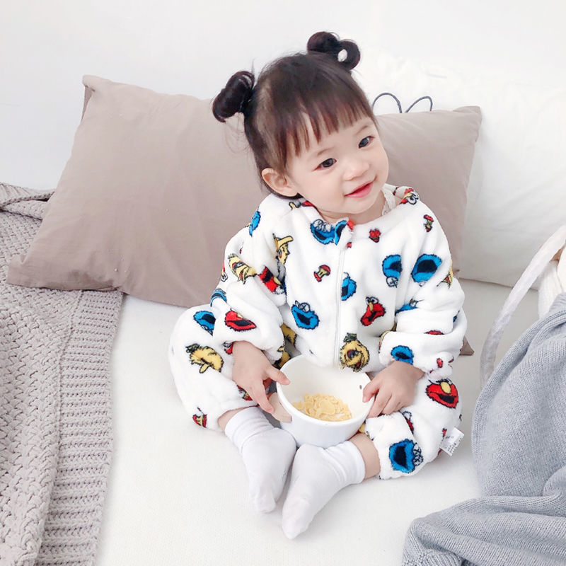 Bộ đồ ngủ pajamas bằng vải flannel thời trang cho trẻ sơ sinh