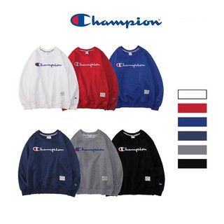 Áo Sweater Cotton Cổ Tròn Thêu Chữ Champion Thời Trang Cho Nam Nữ