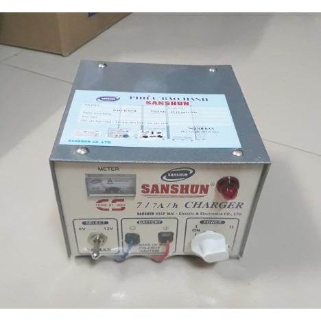 Sạc bình ắc quy 6V hoặc 12V Sanshun 7Ah chính hãng