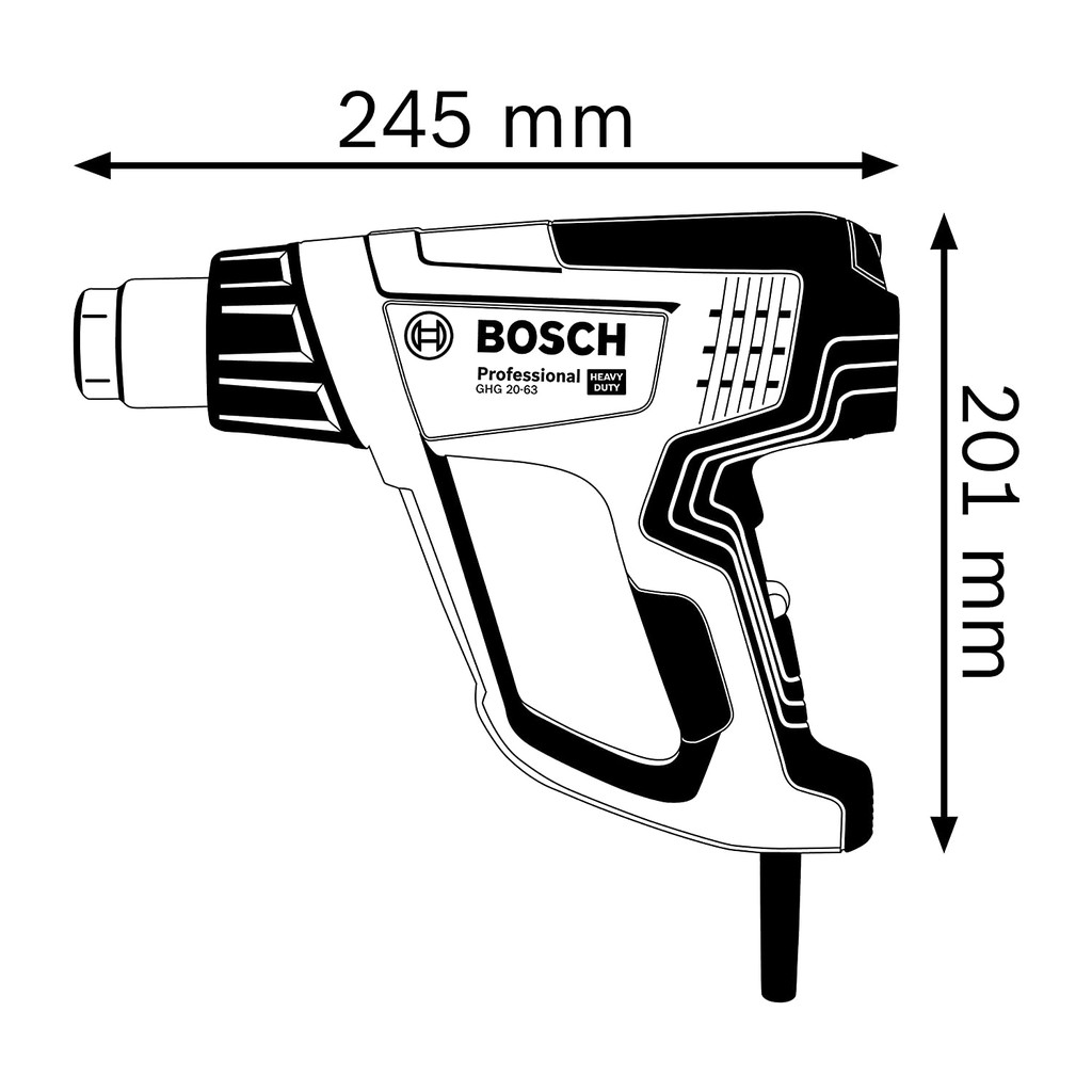 Máy thổi hơi nóng Bosch GHG 20-63 tặng mũi khò