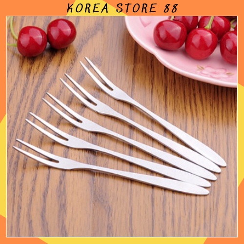 [Combo 10] Dĩa ăn hoa quả / trái cây inox loại 2 răng sáng bóng bền đẹp 88058 Korea Store 88