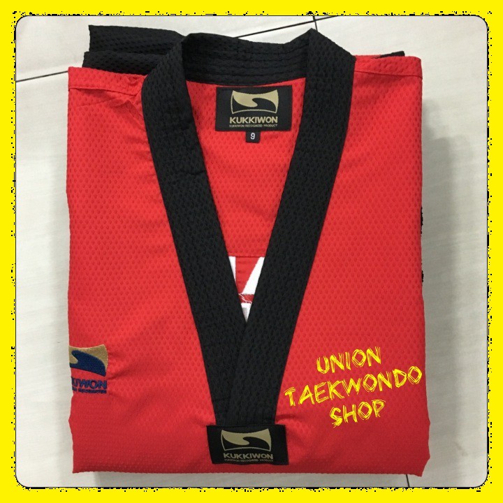 Áo Quần Võ Phục Taekwondo KUKKIWON Kim Cương ĐỎ | Tặng Kèm Móc Khóa Taekwondo #UnionTaekwondoSHOP