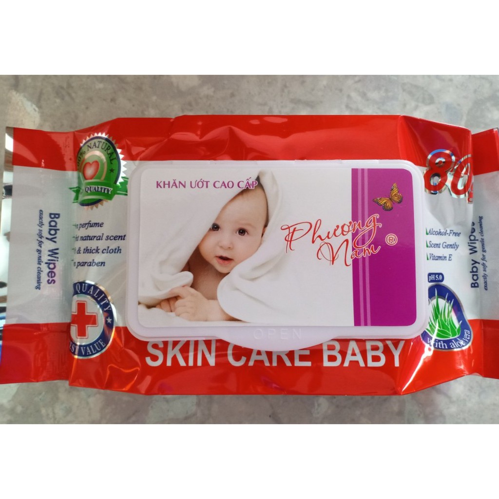 COM BO X 10 HỘP KHĂN ƯỚT CAO CẤP BABY WIPES PHƯƠNG NAM BỊCH 80gr.AN TOÀN, TIỆN DỤNG.