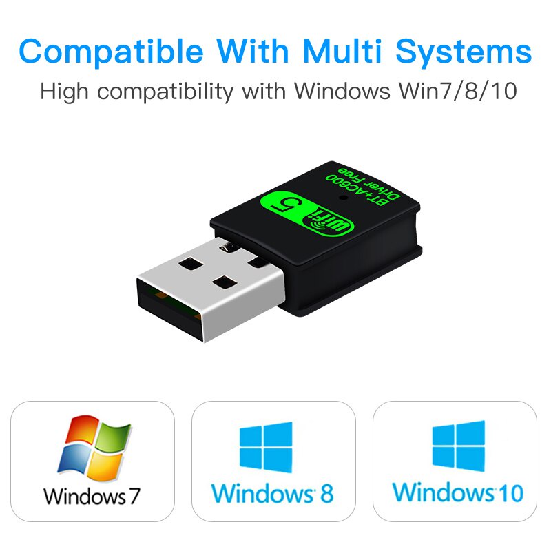 Usb Wifi Mini 600mbps 2.4ghz / 5ghz Usb 2.0 Wlan 802.11ac Cho Pc Laptop Windows 7 / 8 / 10