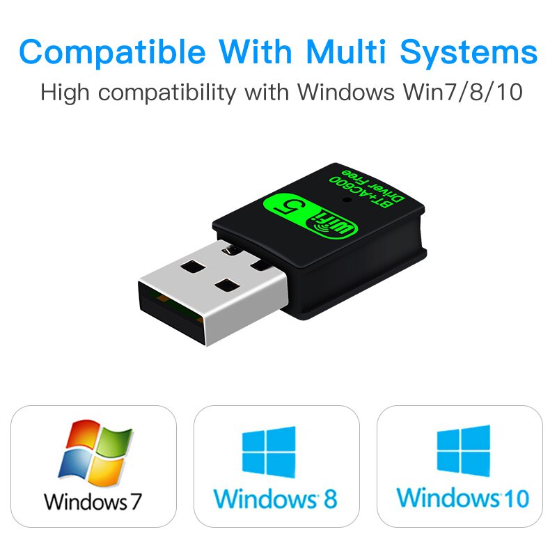 Thẻ Mạng WiFi USB bluetooth 600mbps Băng Tần Kép 2.4G / 5G Cho laptop / Máy Tính Để Bàn Windows 10 / 8 / 8.1 / 7