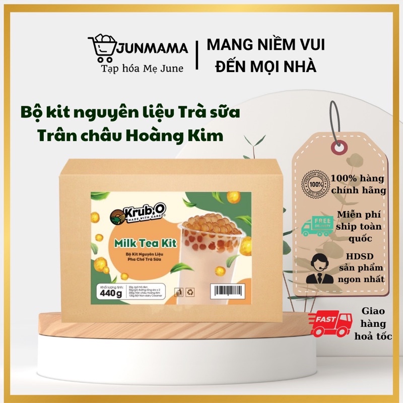 Set 4 Ly Trà sữa Trân châu Hoàng Kim tự pha Set nguyên liệu trà sữa tại nhà thương hiệu Krub O - Nguồn nông sản Việt