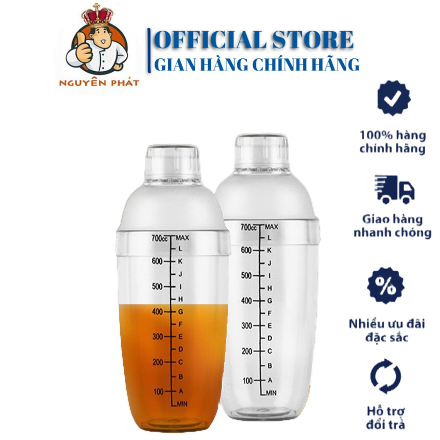 Bình lắc Shaker nhựa pha chế cà phê, cocktail, bartender 350ml - 500ml - 700ml -1000ml - Dụng Cụ Pha Chế Đà Nẵng