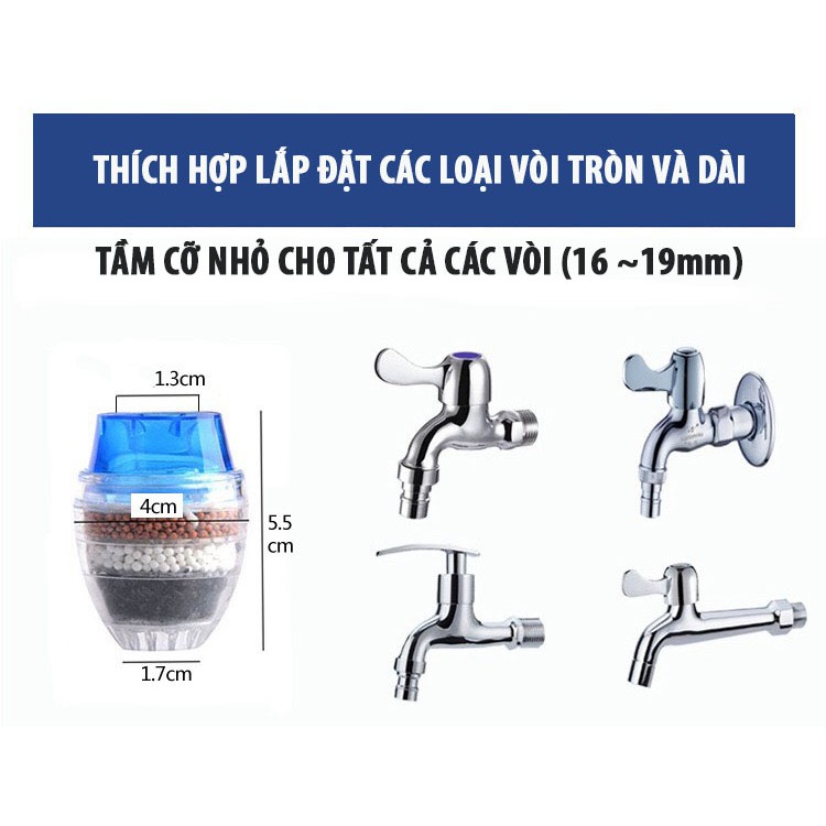 Đầu Lọc Nước Trực Tiếp Tại Vòi 5 Tầng - Lọc Nước Mini 5 Tầng Có Co Tăng Giảm Gắn Được Mọi Loại Vòi 1,5 - 2 cm