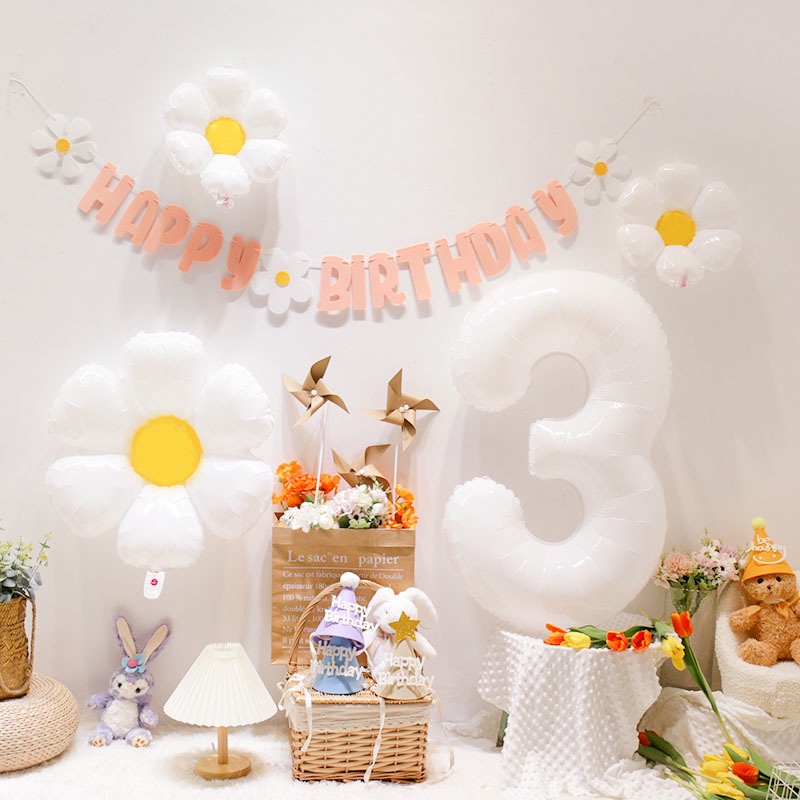 1 Bong Bóng Lá Nhôm Hình Hoa Cúc Trắng Trang Trí Tiệc Cưới / Sinh Nhật / Lễ Tình Nhân