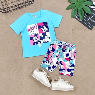 [20-30kg] Bộ thun quần lửng ngố Mickey bé gái