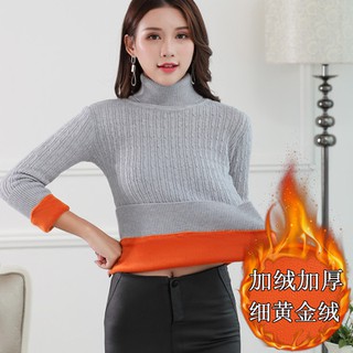 Áo len cổ lọ lót lông nữ