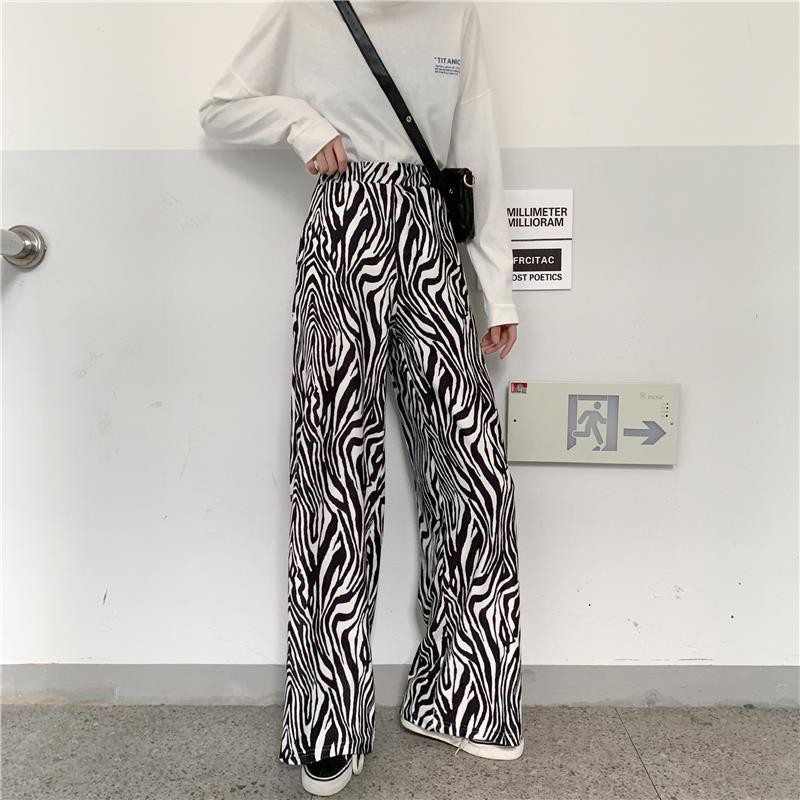 Quần Nữ Ống Rộng Lưng Cao Họa Tiết Ngựa Vằn Thời Trang Mùa Thu 2020 | BigBuy360 - bigbuy360.vn