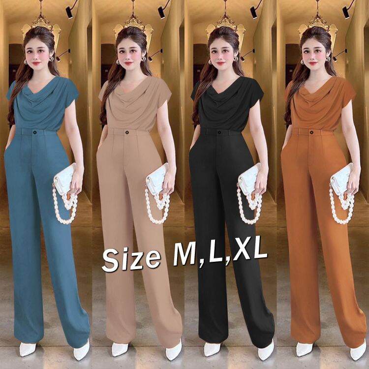 Set nguyên bộ áo tay chờm cổ đổ quần ống suông xinh xắn