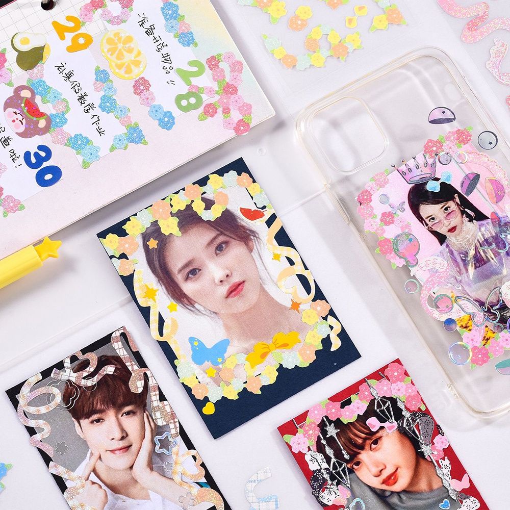 Sticker Trang Trí Toploader Hoa Confetti Ribbon Romantic Flower Series